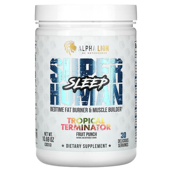 ALPHA LION, SuperHuman Sleep, 트로피컬 터미네이터, 과일 펀치, 299g(10.56oz)