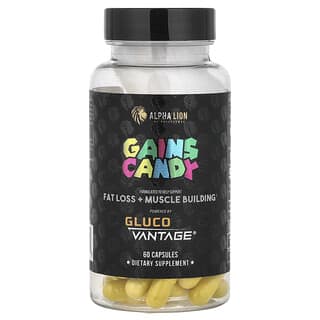 ALPHA LION, Gains Candy, Gluco Vantage, 60 Capsules (100 mg per Capsule)