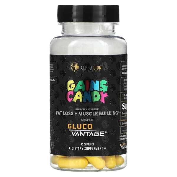 ALPHA LION, Gains Candy, Gluco Vantage®, 캡슐 60정(캡슐 1정당 100mg)