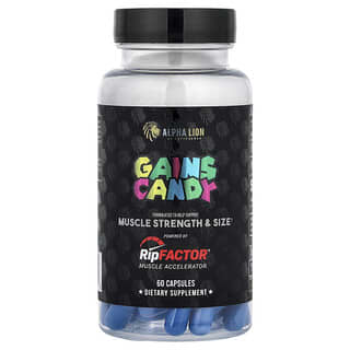 ALPHA LION, Gains Candy, RipFactor, 60 cápsulas (325 mg por cápsula)