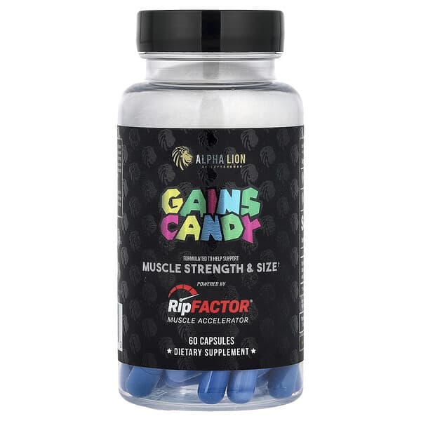 ALPHA LION, Gains Candy, RipFactor®, 캡슐 60정(캡슐 1정당 325mg)
