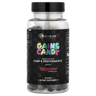 ALPHA LION, Gains Candy, Nitrosigine, 63 capsules (500 mg par capsule)