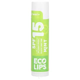 Eco Lips, Bálsamo labial con protector solar, FPS 15, Menta, 4,25 g (0,15 oz)