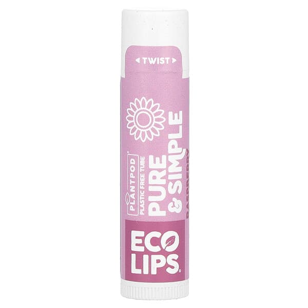 Eco Lips, Pure &amp; Simple，潤唇膏，覆盆子，.15盎司（4.25克）