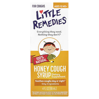 Little Remedies‏, "סירופ שיעול 100% דבש טבעי, לגילאי 12 חודשים ומעלה, 4 אונקיות נוזל (118 מ""ל)"