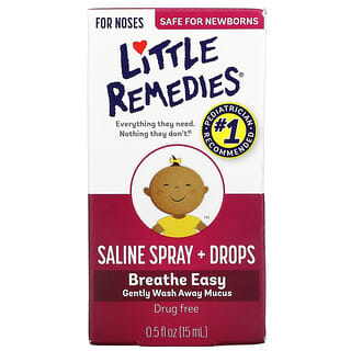 Little Remedies, Saline Spray + Drops, For Noses, 0.5 fl oz (15 ml)