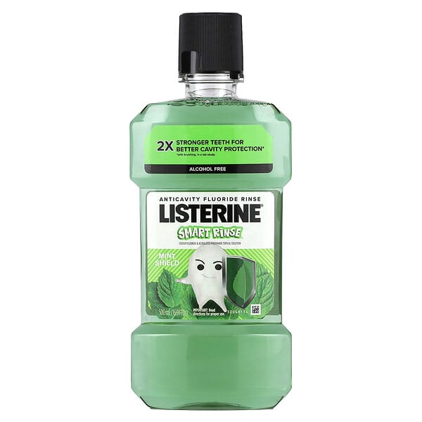 Listerine, Smart Rinse, Anticavity Fluoride Rinse, Mint Shield, 16.9 fl ...