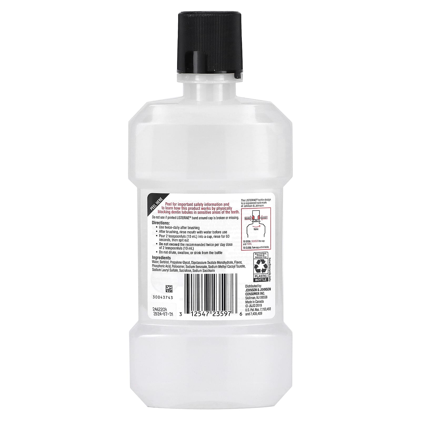 Listerine, Mouthrinse, Sensitivity, Zero Alcohol, Fresh Mint, 1.05 pt