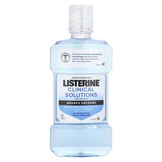 Listerine, Clinical Solutions, Enjuague bucal, Breath Defense, Sin alcohol, Menta suave, 500 ml (1,05 pt)