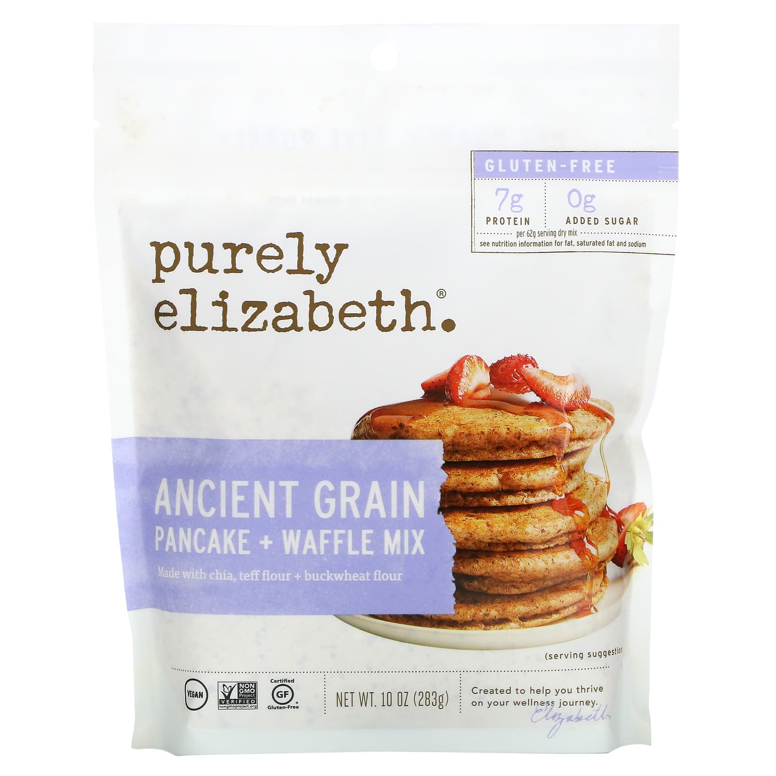 Purely Elizabeth, Ancient Grain Pancake + Waffle Mix, GlutenFree, 10