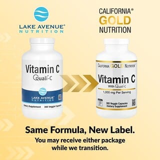 California Gold Nutrition, Vitamina C, Quali-C, 365 capsule vegetale (1.000 mg per capsulă)