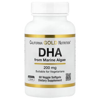 California Gold Nutrition, DHA de Algas Marinhas, 200 mg, 60 Cápsulas Softgel Vegetais