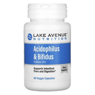 Lake Avenue Nutrition, Acidophilus & Bifidus, Mistura Probiótica, 8 Bilhões de UFCs, 60 Cápsulas Vegetais