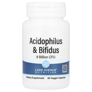 Lake Avenue Nutrition, Acidophilus et Bifidus, Mélange probiotique, 8 milliards d'UFC, 60 capsules végétariennes