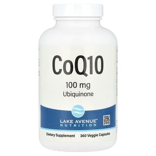 Lake Avenue Nutrition, CoQ10, Ubiquinona de Classe USP, 100 mg, 360 Cápsulas Vegetais