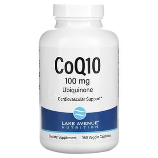 Lake Avenue Nutrition, CoQ10, Ubiquinona de Classe USP, 100 mg, 360 Cápsulas Vegetais