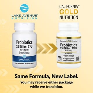 California Gold Nutrition, Probiotics with Lactobacillus acidophilus, Bifidobacterium lactis, Lactobacillus plantarum, and Lactobacillus casei, 10 Strain Blend, 25 Billion CFU, 60 Veggie Capsules