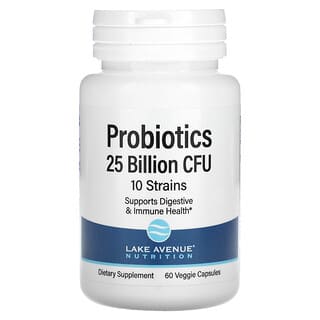 Lake Avenue Nutrition, пробиотики, смесь из 10 штаммов, 25 млрд КОЕ, 60 растительных капсул
