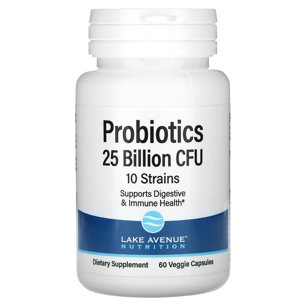 Lake Avenue Nutrition, Probiotics, 10 Strain Blend, 25 Billion CFU, 60 Veggie Capsules