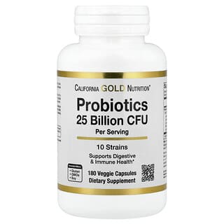 Lake Avenue Nutrition, Probiotics with Lactobacillus acidophilus, Bifidobacterium lactis, Lactobacillus plantarum, and Lactobacillus casei, 10 Strain Blend, 25 Billion CFU, 180 Veggie Capsules