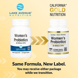 Lake Avenue Nutrition, Women's Probiotics with Probiotic Bacteria Blend, Bifidobacterium lactis, Lactobacillus acidophilus, and Lactobacillus rhamnosus, 20 Billion CFU, 60 Veggie Capsules