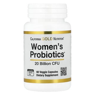 California Gold Nutrition, пробіотики для жінок, із сумішшю пробіотичних бактерій, біфідобактеріями лактис, ацидофільними лактобактеріями й лактобактеріями рамнозус, 20 млрд КУО, 60 вегетаріанських капсул