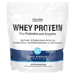 Lake Avenue Nutrition, Proteína de suero de leche y probióticos, Sabor a chocolate, 2,27 kg (5 lb)