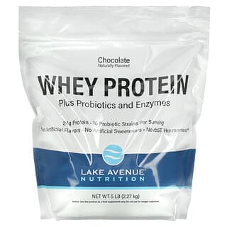 Lake Avenue Nutrition, Proteína de suero de leche y probióticos, Chocolate, Envase de 2,27 kg (5 lb)