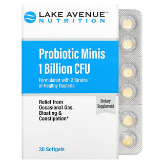 Lake Avenue Nutrition,  Miniprobióticos, 2 Cepas de Bactérias Saudáveis, 1 Bilhão de UFCs, 30 Minicápsulas Gelatinosas  