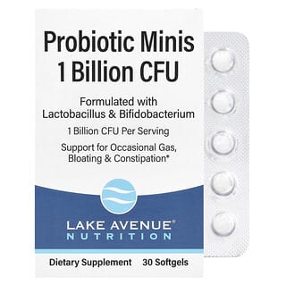 Lake Avenue Nutrition, Probiotic Minis, 2 souches de bonnes bactéries, 1 milliard d'UFC, 30 minicapsules à enveloppe molle