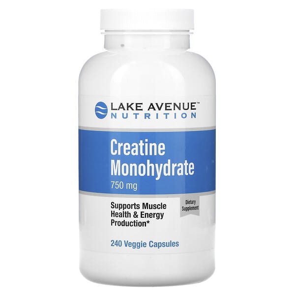 Lake Avenue Nutrition, Creatine Monohydrate, 750 mg, 240 Veggie Capsules