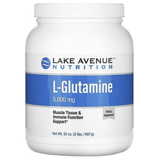 Lake Avenue Nutrition, L-glutamina en polvo, Sin sabor, 5000 mg, 907 g (32 oz)