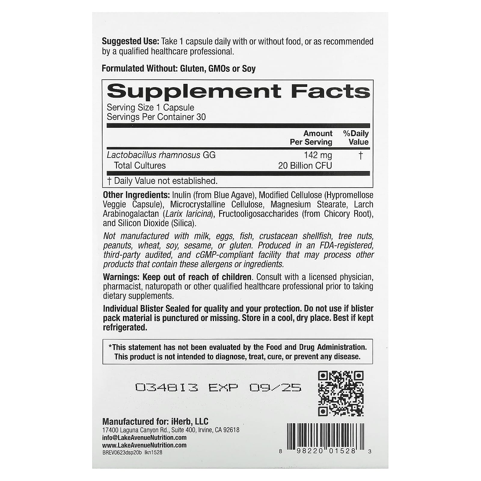 Lake Avenue Nutrition, Digestive Support Probiotic, Probiotic