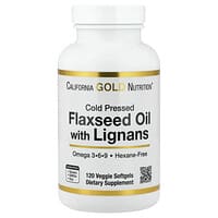 California Gold Nutrition, Óleo de Linhaça Prensado a Frio com Lignanas, 120 Cápsulas Softgel Vegetais (1 g por Cápsula Softgel)