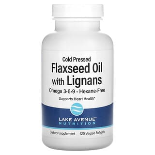 Lake Avenue Nutrition, органическое льняное масло холодного отжима с лигнанами, 120 вегетарианских мягких таблеток