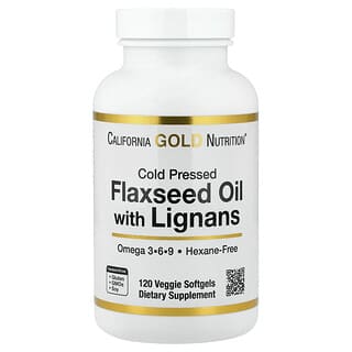California Gold Nutrition, Cold Pressed Flaxseed Oil with Lignans, 120 Veggie Softgels (1 g per Softgel)