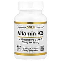 California Gold Nutrition, Vitamin K2 (sebagai Menaquinone-7), 50 mcg , 120 Softgel Sayuran