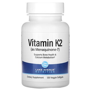 Lake Avenue Nutrition, Витамин K2 (в виде менахинона-7), 50 мкг, 120 растительных капсул