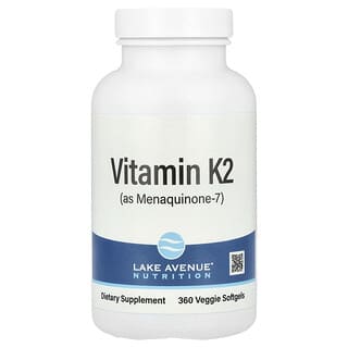 Lake Avenue Nutrition, Vitamina K2 (en forma de menaquinona-7), 50 mcg, 360 cápsulas blandas vegetales