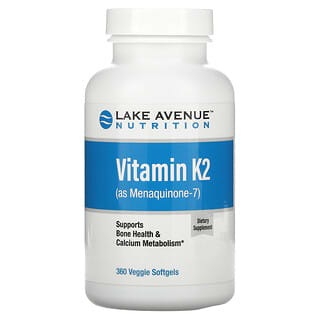 Lake Avenue Nutrition, ビタミンK2（メナキノン-7）、50mcg、植物性ソフトジェル360粒