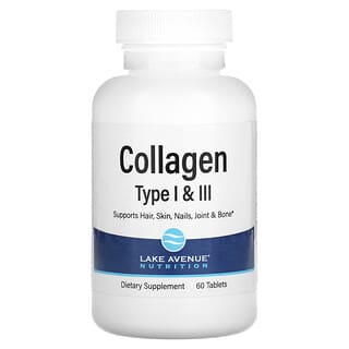 Lake Avenue Nutrition, Colágeno hidrolizado de tipo 1 y 3, 1000 mg, 60 comprimidos