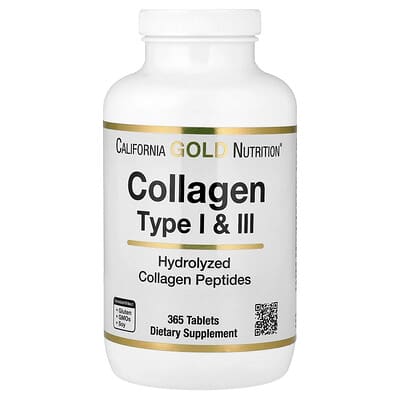 California Gold Nutrition, Hydrolysed Collagen Type I & III, 365 Tablets