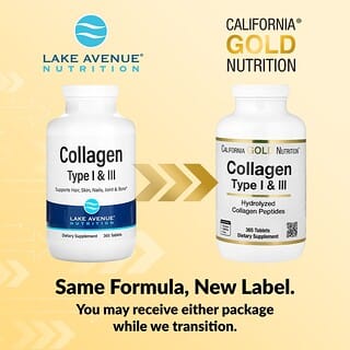 California Gold Nutrition, Hydrolyzed Collagen Type I & III, 365 Tablets