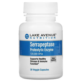 Lake Avenue Nutrition, Serrapeptase, Enzyme protéolytique, 120 000 USP, 30 capsules végétariennes