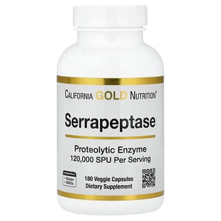 California Gold Nutrition, Serrapeptase, proteolytisches Enzym, 120.000 SPUs, 180 vegetarische Kapseln
