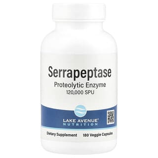 Lake Avenue Nutrition, Serrapeptase, Enzima Proteolítica, 120.000 SPUs, 180 Cápsulas Vegetais