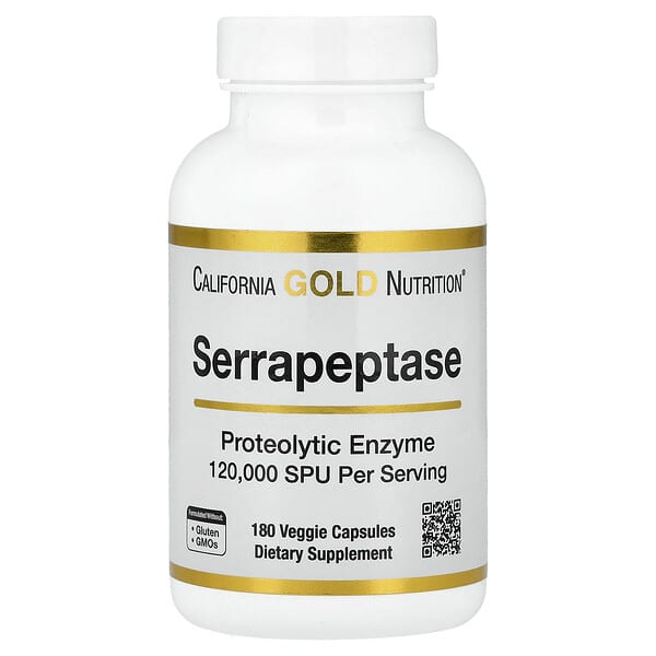 Serrapeptase, Proteolytic Enzyme, 120,000 SPUs, 180 Veggie Capsules