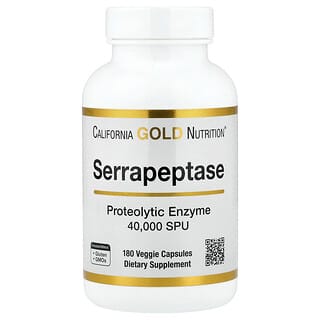 كاليفورنيا غولد نيوتريشن‏, سيرابيبتاز، إنزيمات بروتينية، 40,000 وحدة سيرابيبتاز، 180 كبسولة نباتية