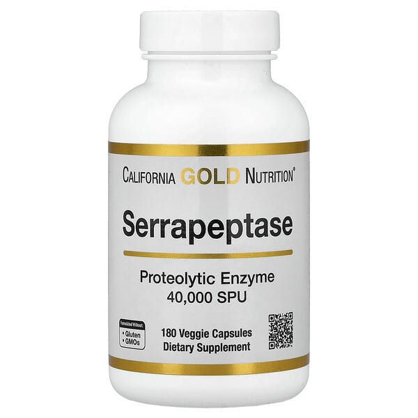 Serrapeptase, Proteolytic Enzyme, 40,000 SPUs, 180 Veggie Capsules