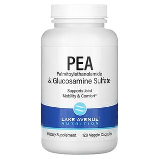 Lake Avenue Nutrition, PEA（棕櫚醯胺乙醇）+ 氨基葡萄糖硫酸鹽，120 粒素食膠囊